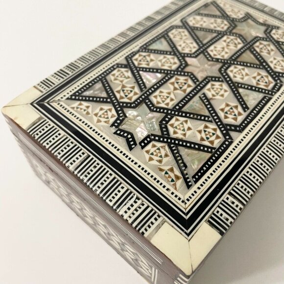 Vintage Wooden Jewelry Box Micro Mosaic Unmarked - Picture 4 of 16